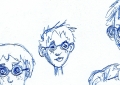 Stylo bille bleu Recherches faces personnages - 2009